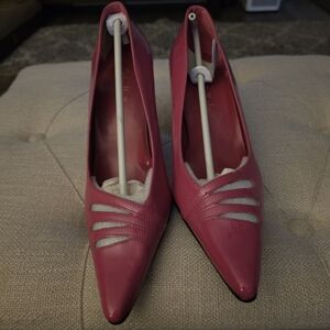 Elegant Pink Women's Shoes 9M Faux Patent Leather Cut Outs Design